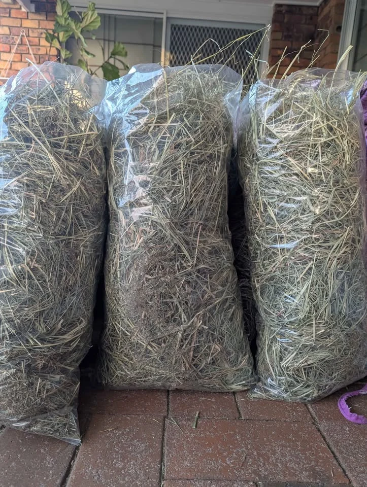 Our actual hay bags in clear packaging for Carindale pickup