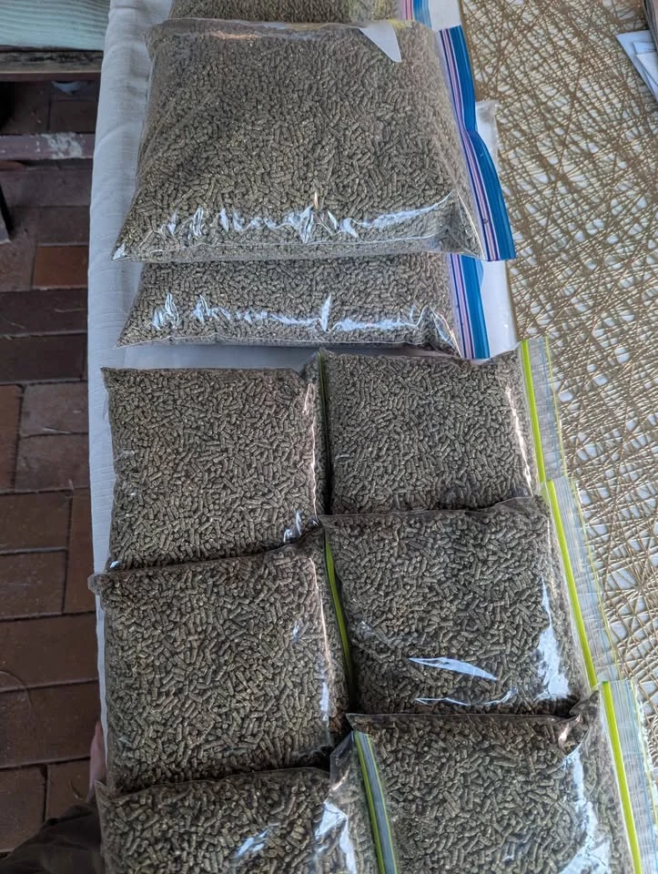 Our actual guinea pig pellet stock in clear resealable bags